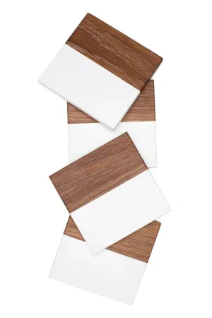 Maple and White Epoxy Coaster Set