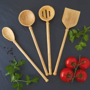 Rwanda Hand Carved Natural Beige Musave Wood Cooking Set